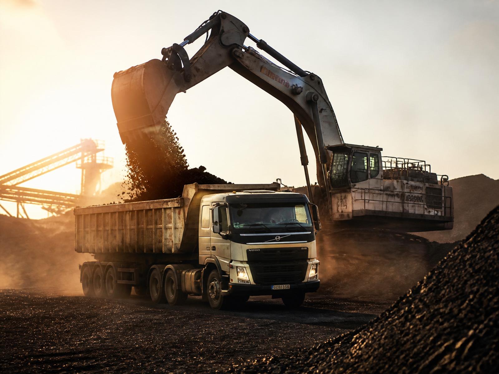 Heavy equipment handling manganese ore